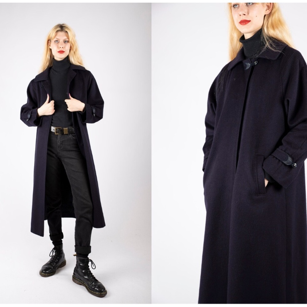 Vintage Navy Loden Wool Coat